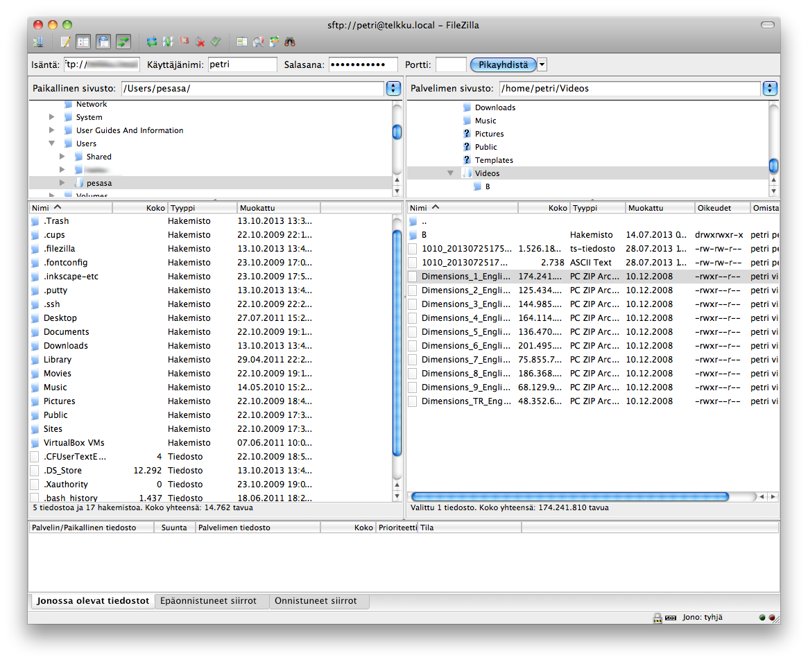 galleryimage:Filezilla Mac OSX:ssä