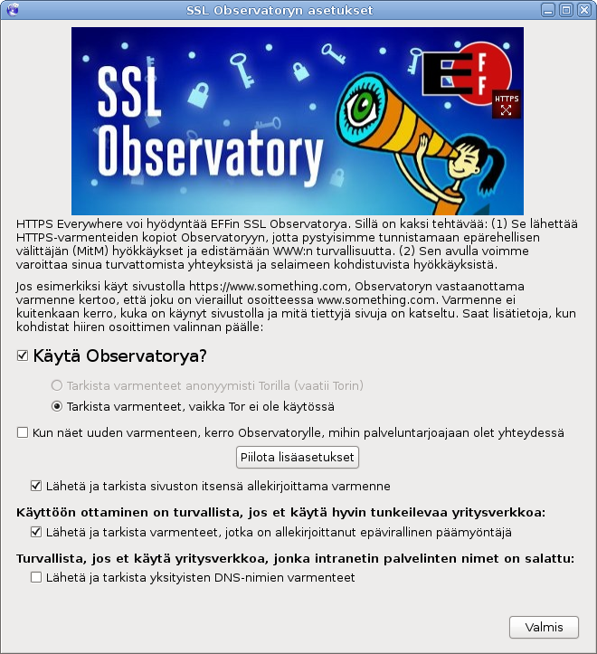 galleryimage:Firefox-lisäosan SSL Observatory, joka tarkkaileevarmenteidenaitoutta.