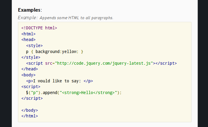 galleryimage:Esimerkki jQueryn käytöstä html-sivun sisällönmuokkaamiseen.