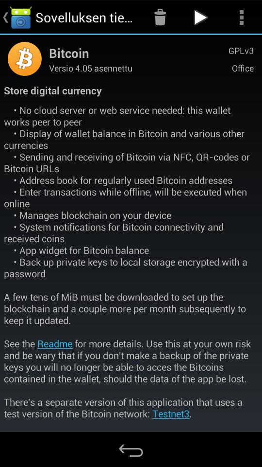 galleryimage:Bitcoinsovelluksen voi asentaa Android-laitteisiinF-Droidilla.
