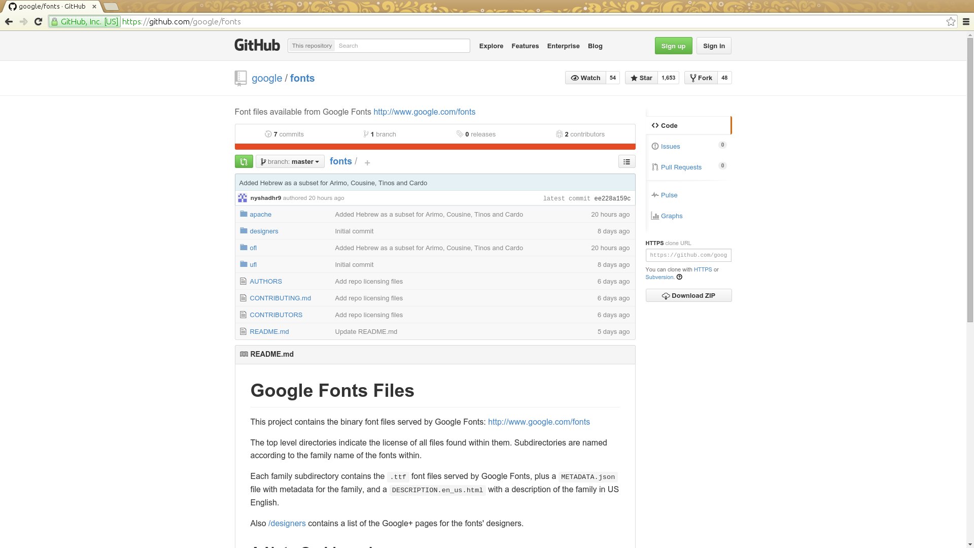 galleryimage:Fonttitiedostot repositorynaGitHub-palvelussa.