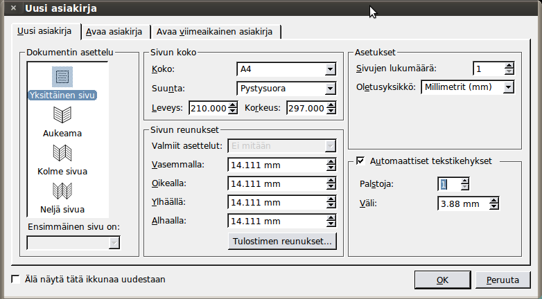 galleryimage:Uuden asiakirjanaloitus